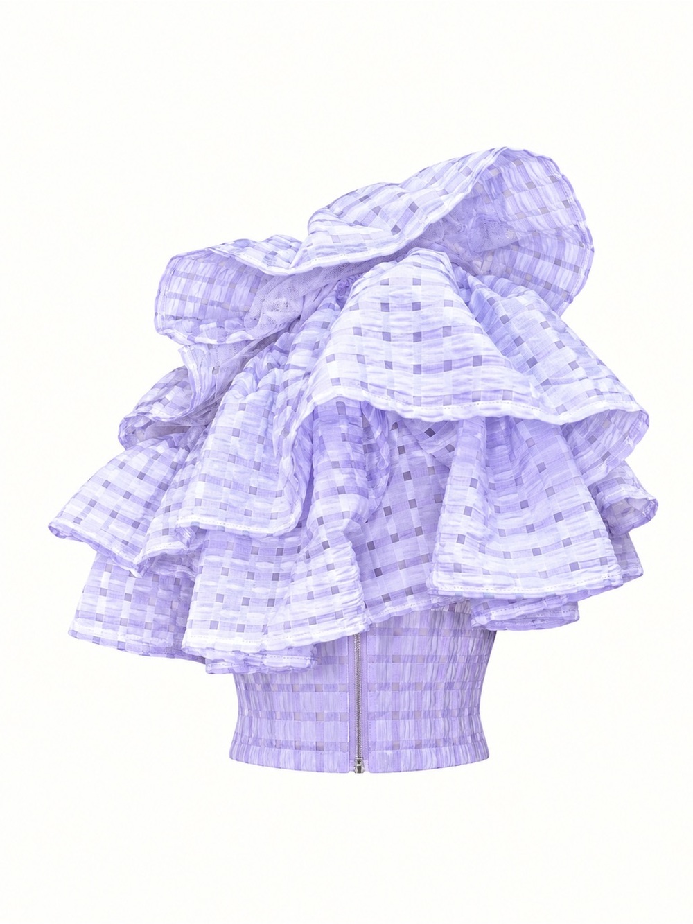 Klesis Dramatic Ruffle Off-Shoulder Crop Top - Picture 4 of 6